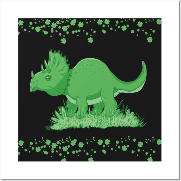 Shamrock dino st patricks day Wall Art by Xatutik-Art